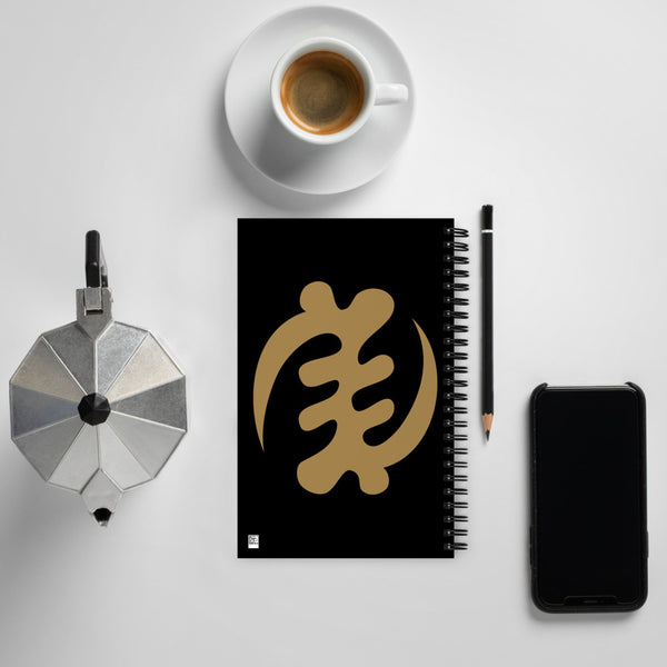 Adinkra-Gye Nyame (But God) Spiral notebook-Black